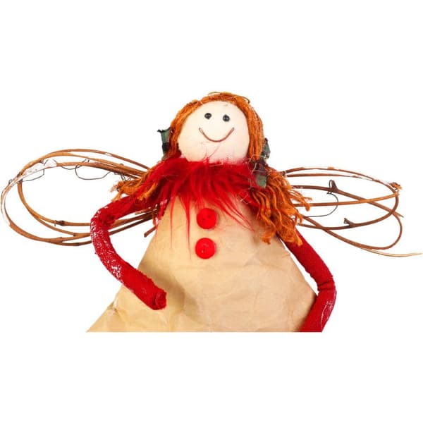 Julengel af naturmateriale, rød, 38 cm