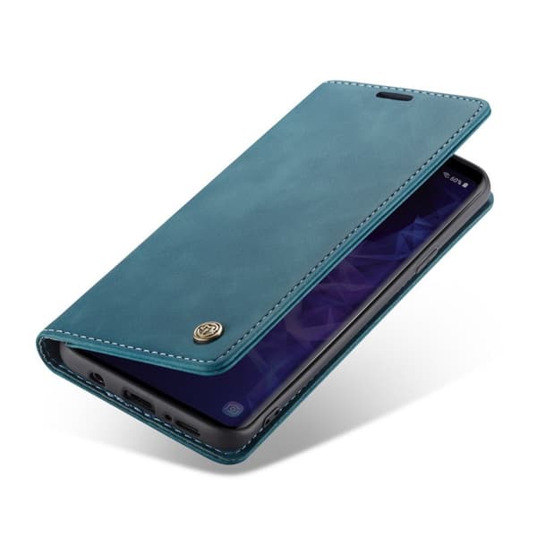 CASEME Etui til Samsung Galaxy S9 Plus, Læderpung, Blå
