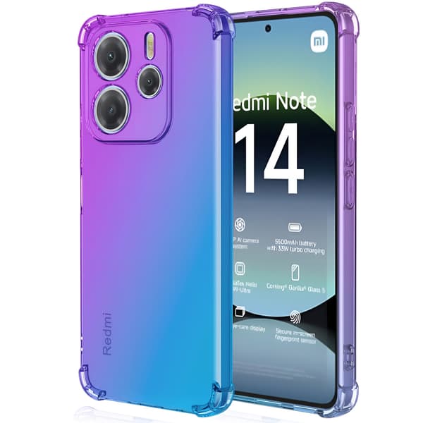 Gradient Dropproof Cover til Xiaomi Redmi Note 14 4G, Lilla/Blå