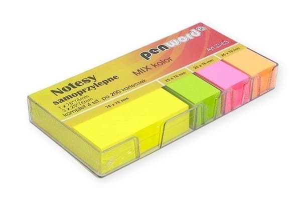 Selvklæbende notesblok mix 4x200K
