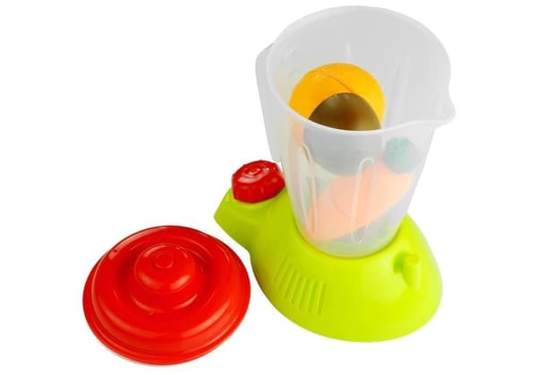 Frukt- och grönsaksset med batteridriven mixer och bricka