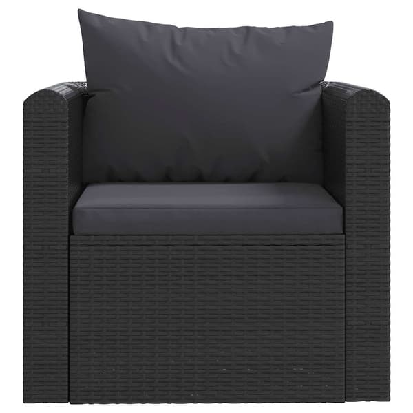 vidaXL lænestol med hynde, polyrattan, sort