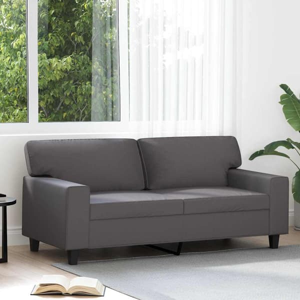 vidaXL 2-personers sofa, grå, 140 cm, kunstlæder