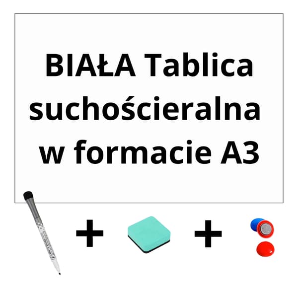 Vit A3 kylskåpsmagnet - whiteboard + tuschpenna + svamp + magneter