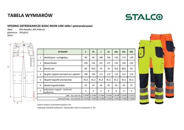 Stalco Basic Neon Line oranssit huomiotyöhousut L S-51658