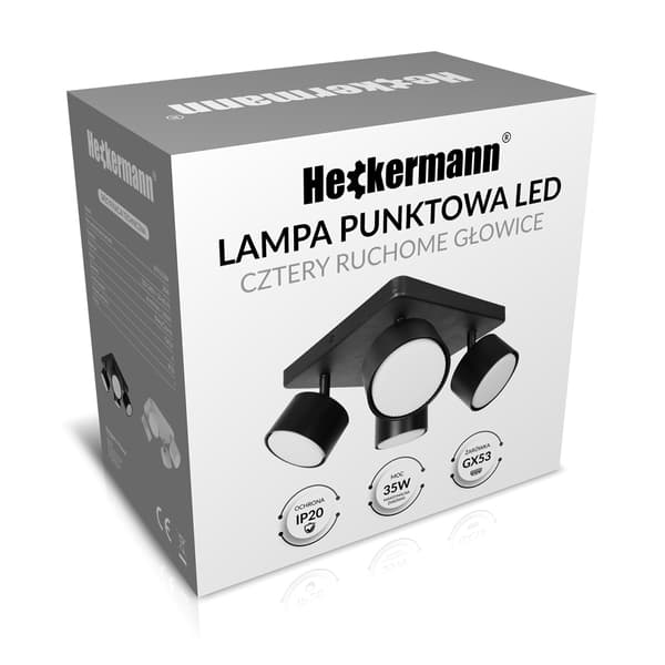 Heckermann 8795318A LED-spotlight Sort 4x hoved