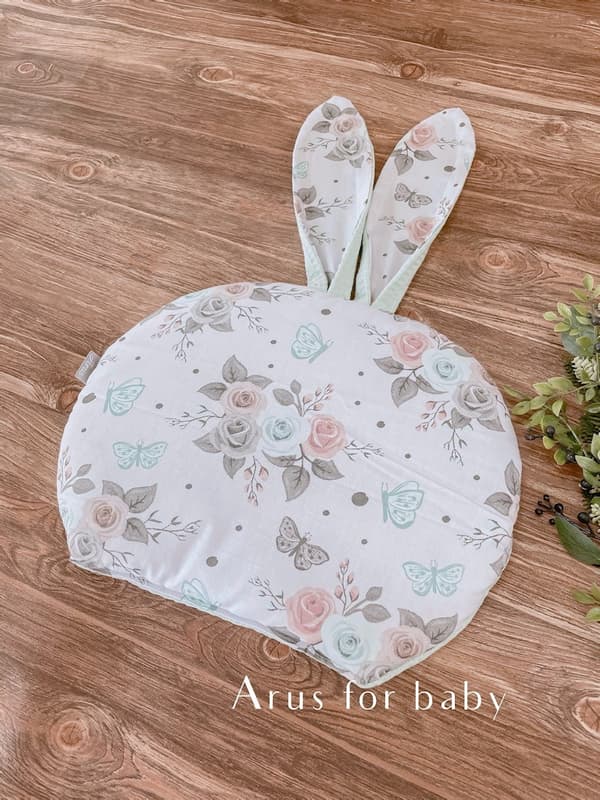 Dobbeltsidet vaffelpude BUNNY (mint + hvide roser)