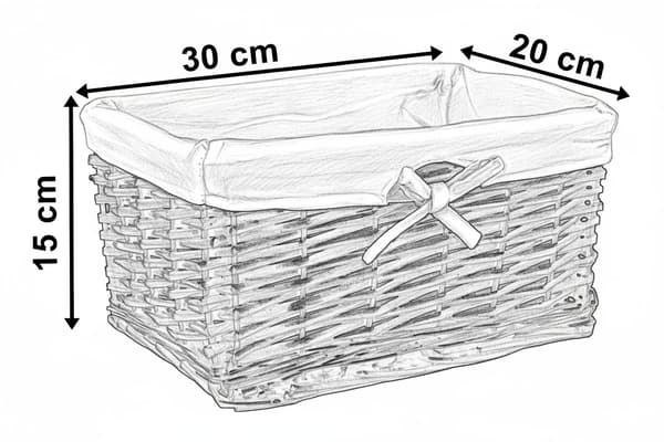 Rottingkorg 30x20x15 cm - vit och grå