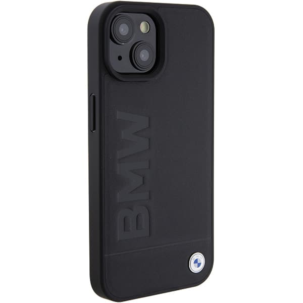BMW Læderetui med Hot Stamp til iPhone 15, Sort