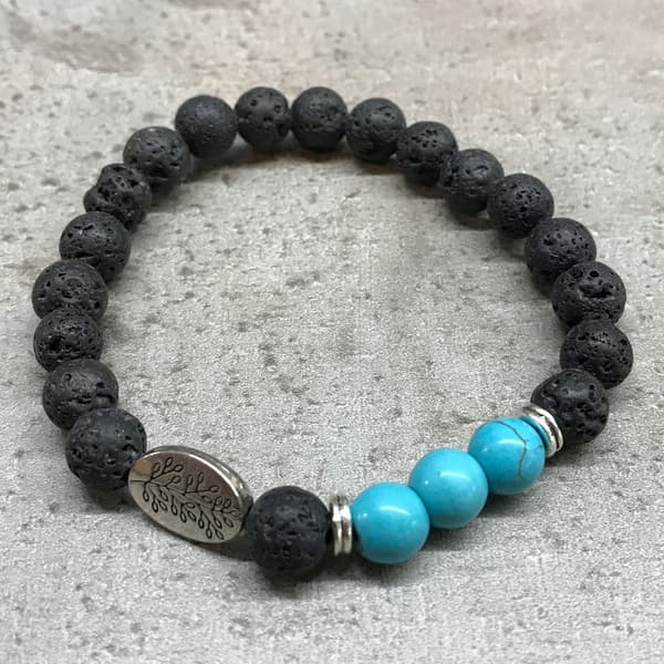 Boho Armband med Vulkansten - Turkos Blad 07