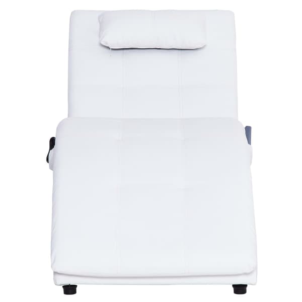 vidaXL Massageschäslong med kudde, vit, konstläder
