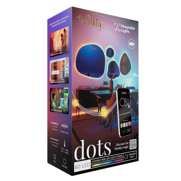 Twinkly Dots 60 RGB LED-ljusslinga klar kabel USB-A