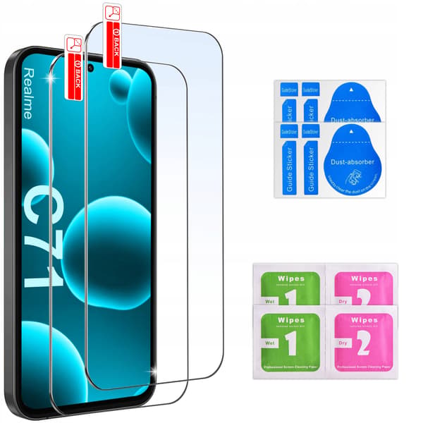Realme C71 Mat Sort Silikone Cover Sæt 2 Stk. 9H Glas