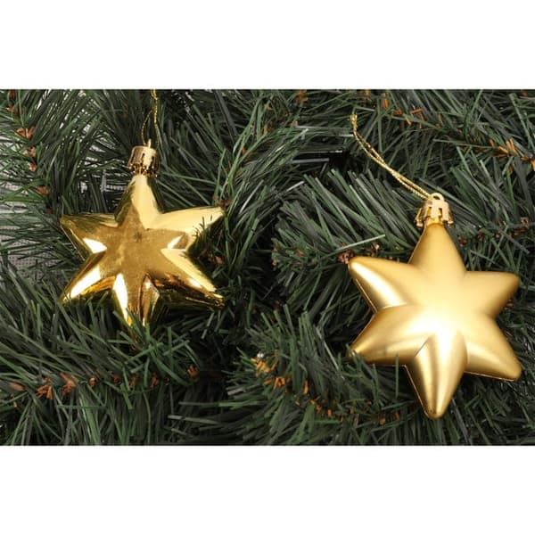 Set med 4 plaststjärnor 7 cm guld [SM-A09070GD]