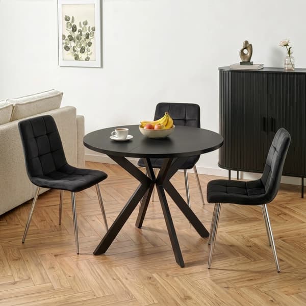 CESAR Polstret Spisebordsstol Sort Velour Moderne Loft