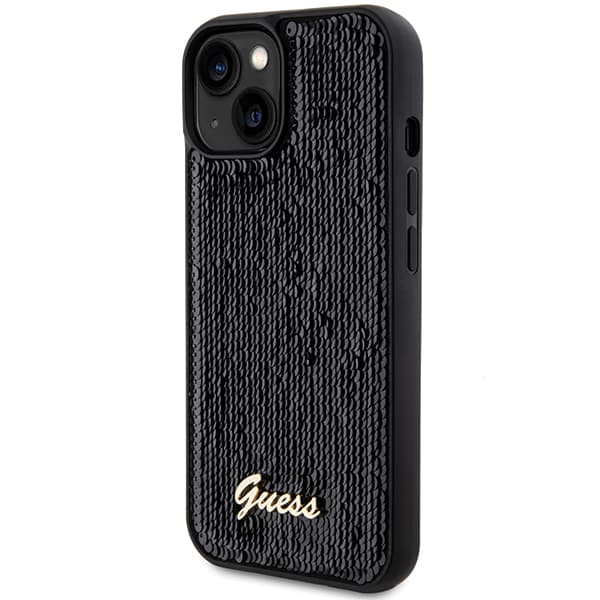 Guess Sequin Script Metal-skal till iPhone 14, svart
