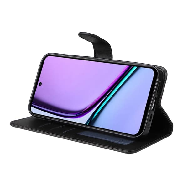 Realme C67 Läderplånboksfodral, Svart