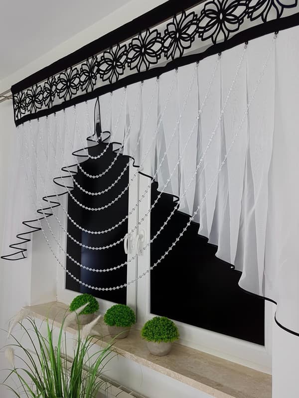 Dekorativ vinduespanel, sort, 200 cm