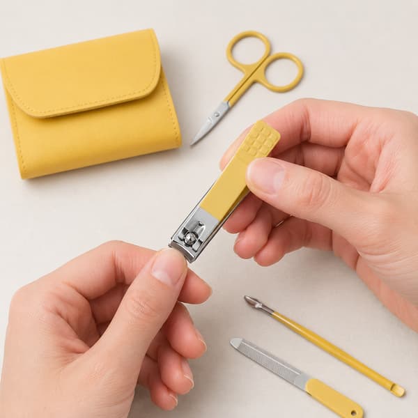 Manicuresæt, negleklipper, saks, etui