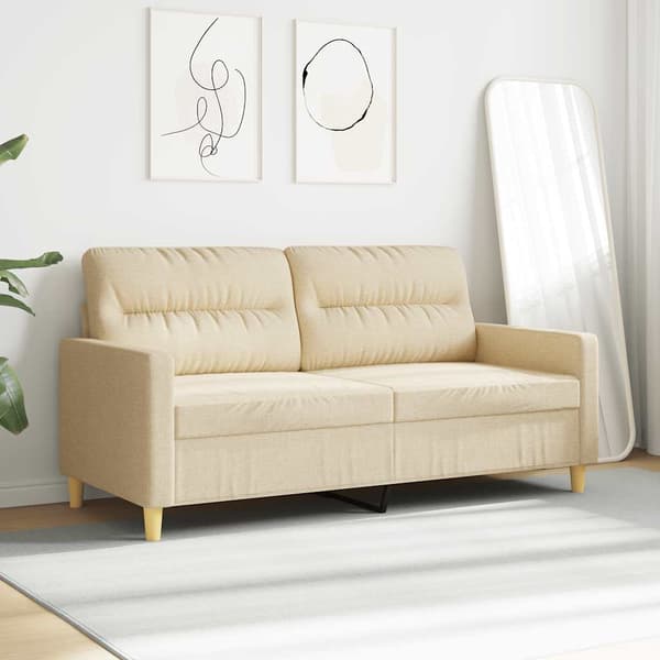 vidaXL 2-sitssoffa, krämfärgad, 140 cm, klädd i tyg