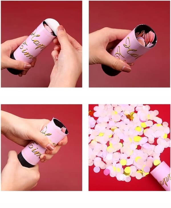 Konfettikastare 4 delar för fester rosa blå