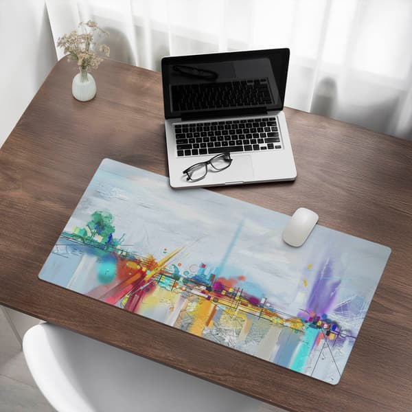 Modern skrivbordsmatta abstrakt landskap 90x45 cm