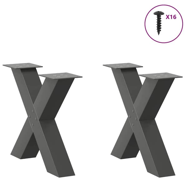 vidaXL X-formade soffbordsben 2 st antracit
