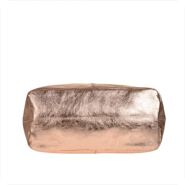 Læder shopper taske, rosaguld metallic
