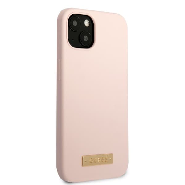 Guess Silikone Logo Plade MagSafe-etui til iPhone 13 mini, pink