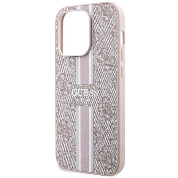 Guess 4G Printed Stripes MagSafe-etui til iPhone 15 Pro, lyserød