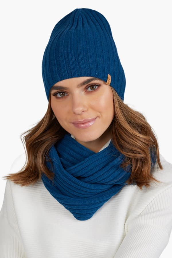 PERLA - mørk turkisstribet hat