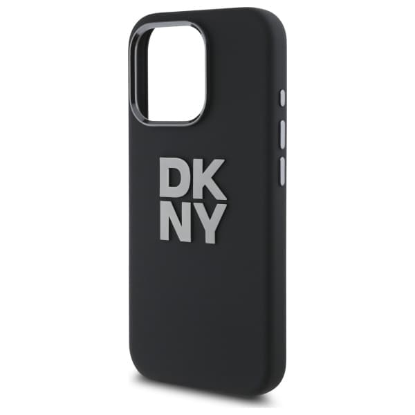 DKNY Liquid Silicone Metal Logo Cover til iPhone 16 Pro Max, Sort