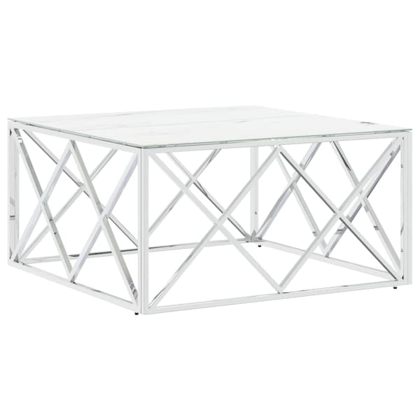 vidaXL sofabord sølv 80x80x40 cm rustfrit stål og glas