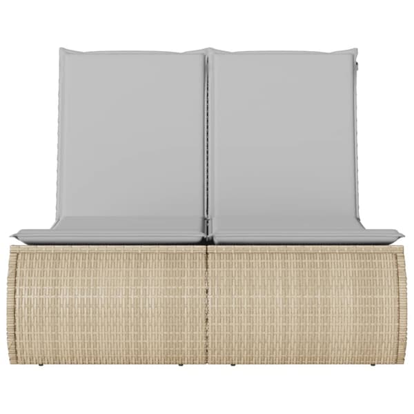 vidaXL Dubbel dagbädd med kuddar, beige, polyrotting