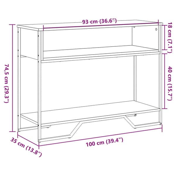 vidaXL konsolbord brunt egetræ 100x35x74,5 cm