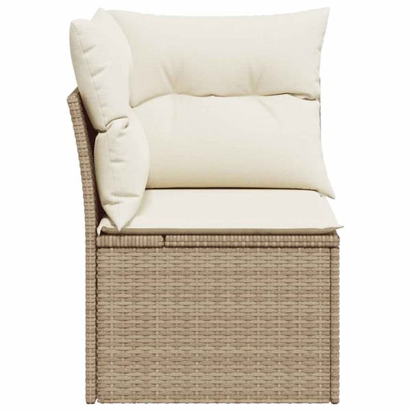 vidaXL Hörnsoffmodul med kuddar, beige, polyrotting