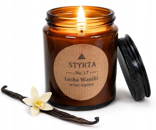 Vaniljeduftende sojalys 150 ml brunt glas Styrta nr. 17