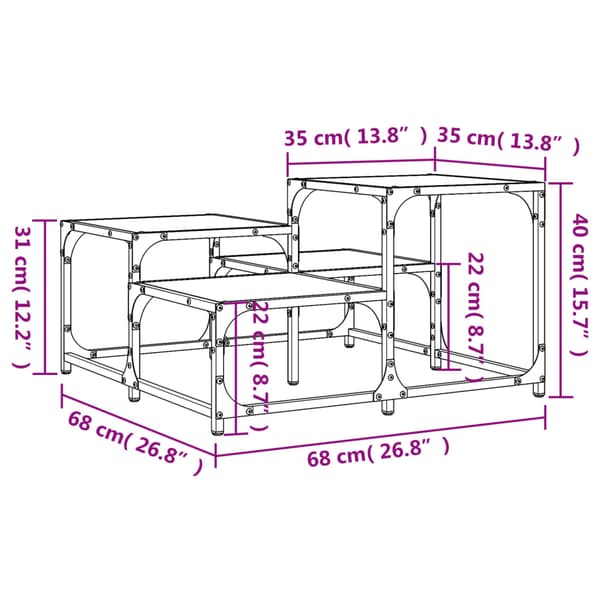 vidaXL Soffbord brun ek 68x68x40 cm