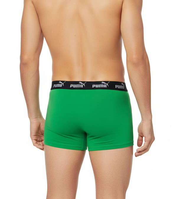 Puma Miesten Elements Basic Boxer 2-Pack Tummanharmaa/Meleerattu/Vihreä [701232894 004] koko XL