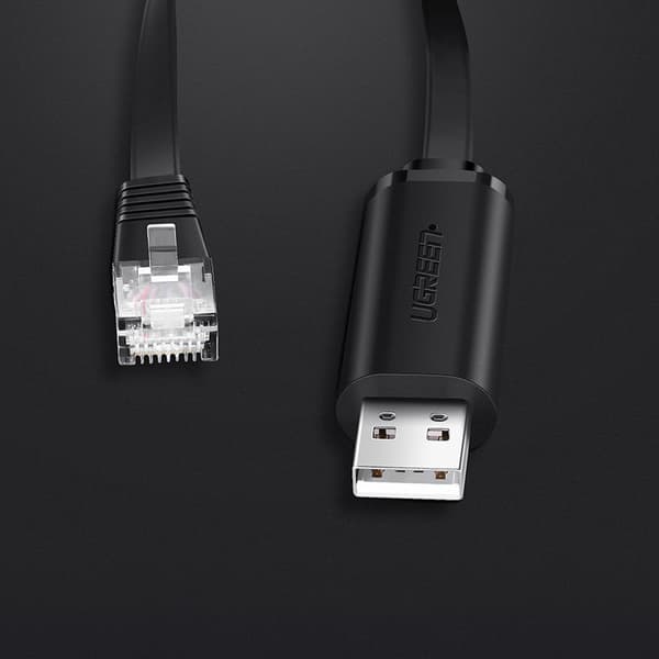 Konsolkabel USB - RJ45 adapter parsnoet ethernet 1,5m sort