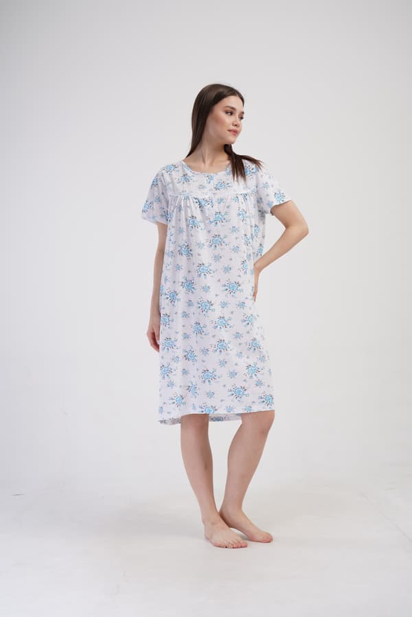 Vienetta bomullsnattlinne med korta ärmar L som present, bekväm