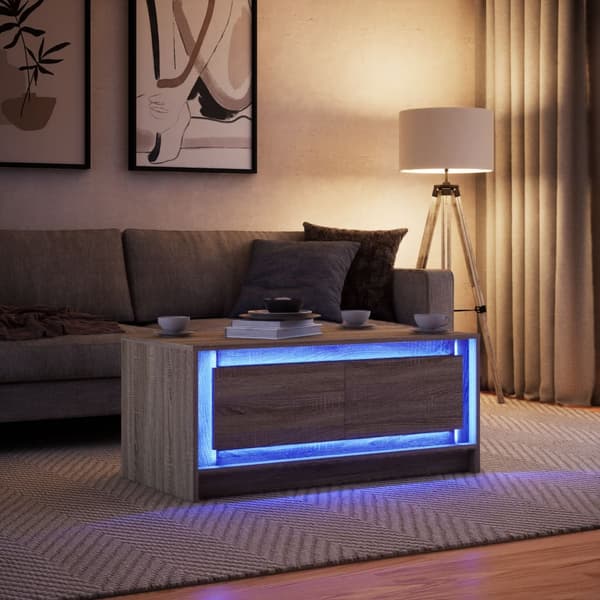 vidaXL Soffbord med LED, Sonoma Ek, Träbaserat Material
