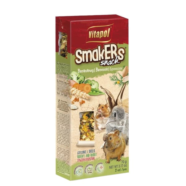 Foder, pind til gnavere og kaniner Broccoli Smakers Vitapol 2 stk.
