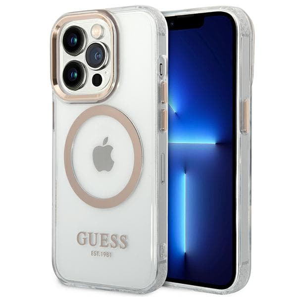 Guess Metal Outline Magsafe-etui til iPhone 14 Pro, guld