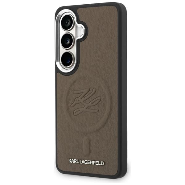 Karl Lagerfeld MagSafe-etui med prægede initialer til Galaxy S26, brunt