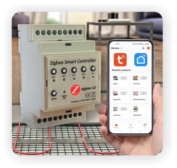 Zigbee golvvärmeregulator - 5 zoner