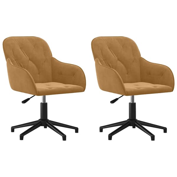 vidaXL drejestole, sæt med 2, brun fløjl