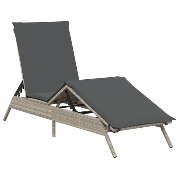 vidaXL liggestol med hynde, lysegrå, polyrattan