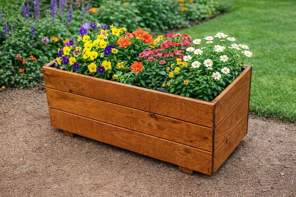 Træhavepotte i teak 60x30x29 D26