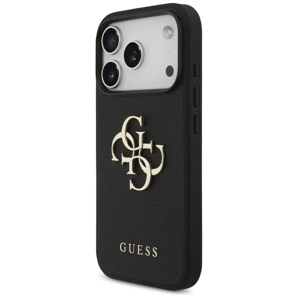 Guess Grained Big 4G & Classic Logo cover til iPhone 17 Pro, sort